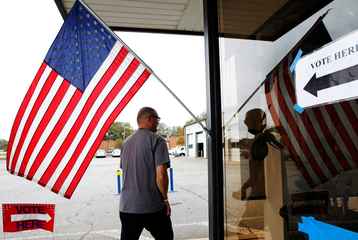 A voter heads to a polling station in Athens, Georgia, on November 8th, 2016. In the past decade, the number of registered voters removed from the rolls across the South due to a conviction has nearly doubled.