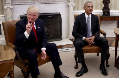 Then President-elect Donald Trump meets Barack Obama in the Oval Office.