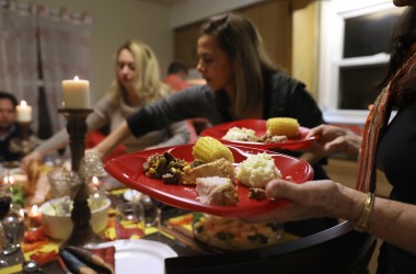 People celebrate Thanksgiving on November 24th, 2016, in Stamford, Connecticut.