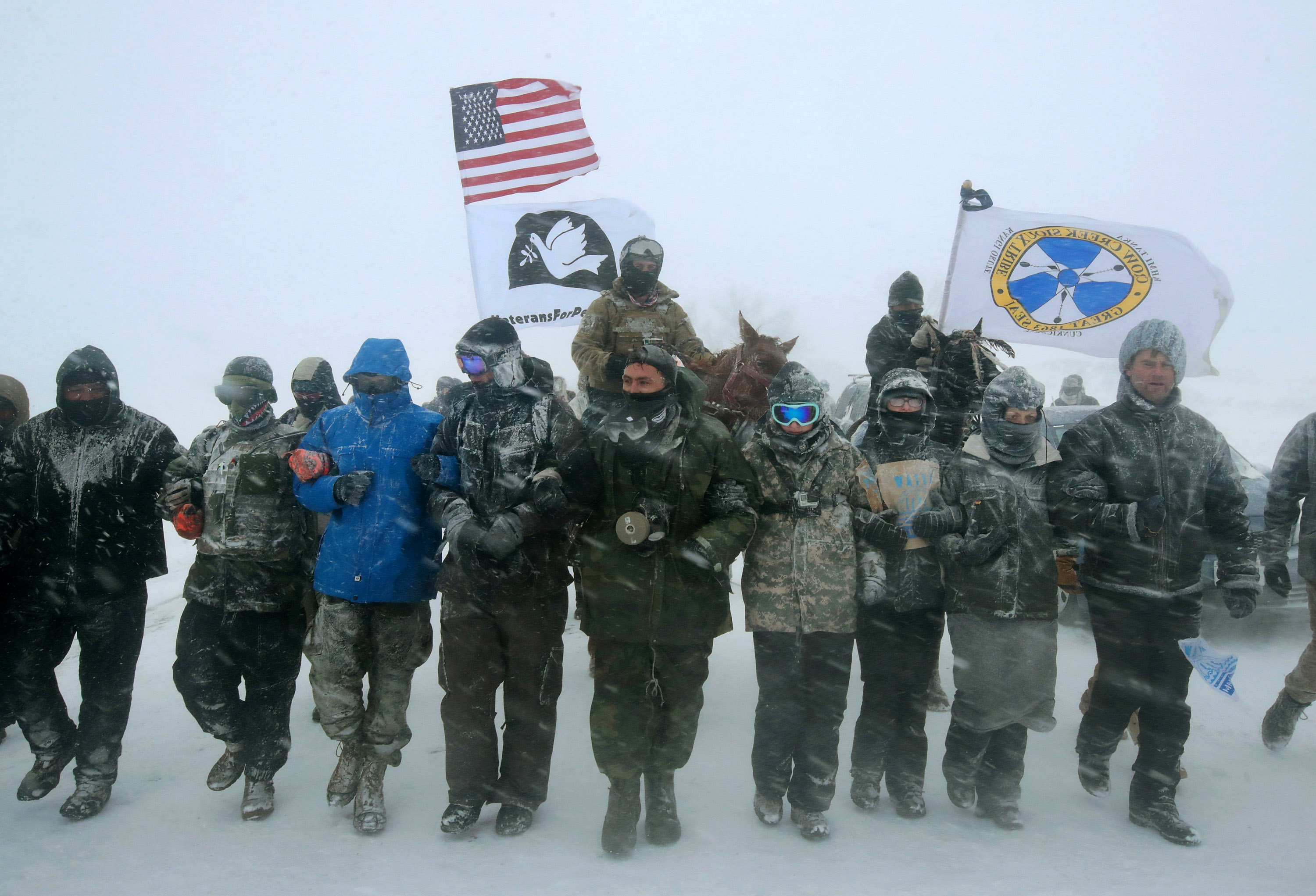 Keystone XL pipeline protesters on the Standing Rock Sioux Reservation on December 5th, 2016.