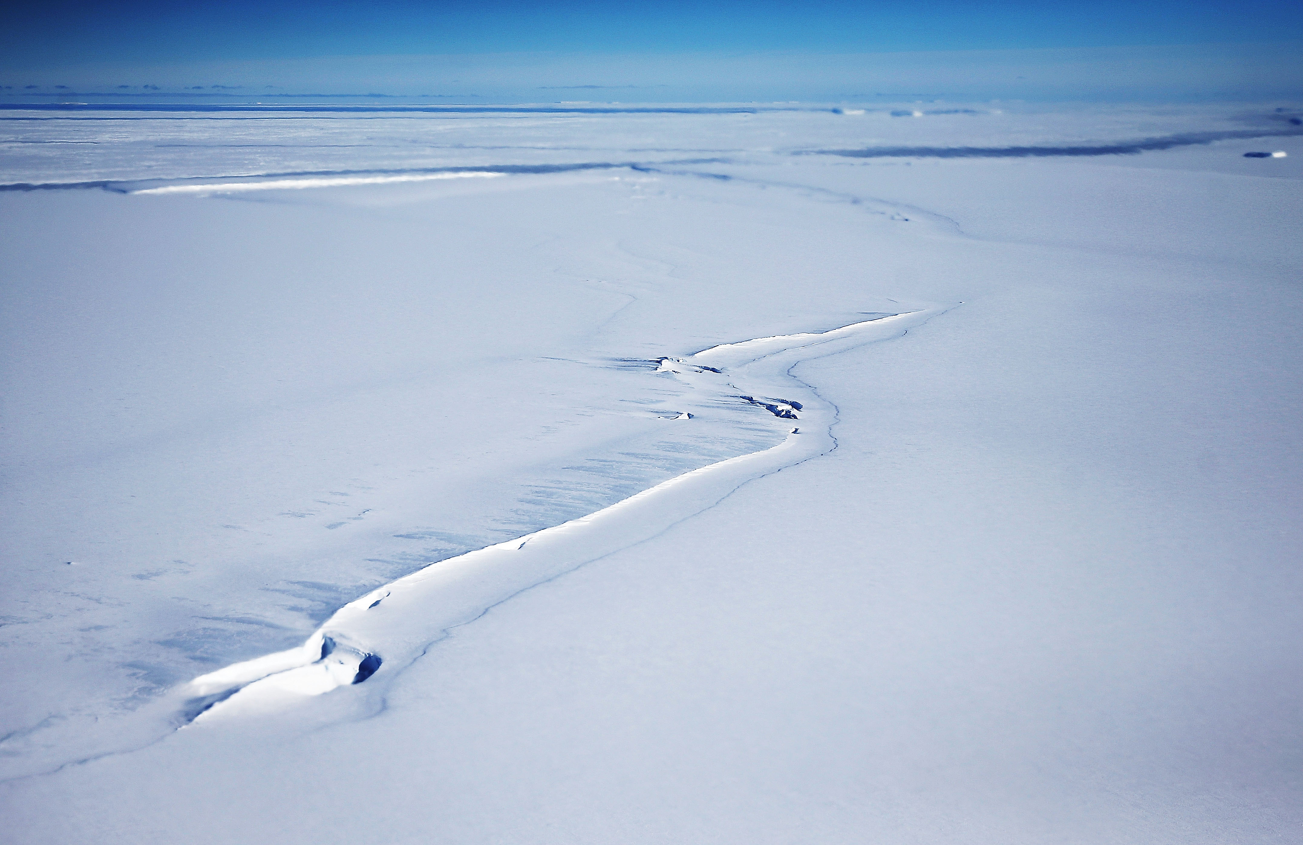 The coast of West Antarctica as viewed from a window of a NASA Operation IceBridge airplane on October 31st, 2016.