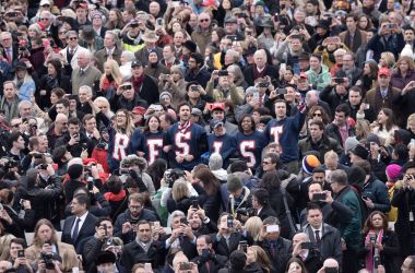 Members of the public chant slogans and display T-shirts during a protest at the beginning of the swearing-in ceremony of Donald Trump in Washington, D.C., on January 20th, 2017.