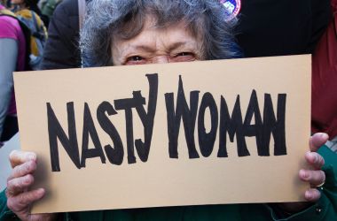 A woman takes part in the Women's March on January 21st, 2017, in New York.