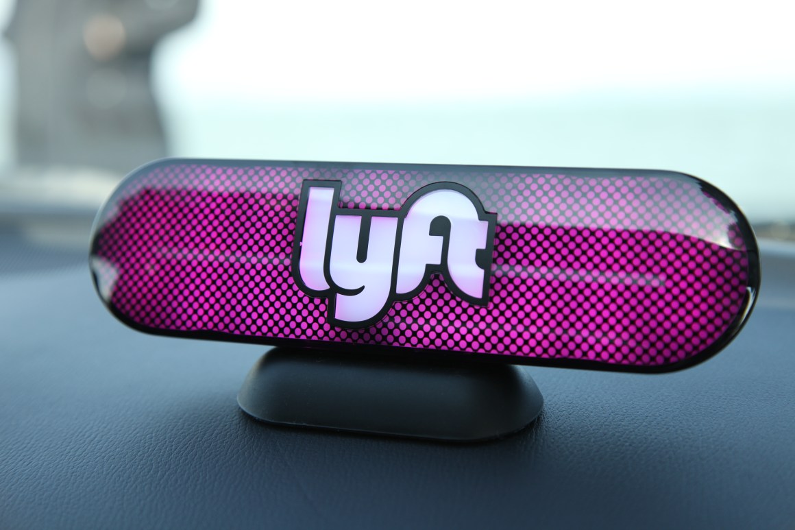 An Amp sits on the dashboard of a Lyft driver's car on January 31st, 2017, in San Francisco, California.