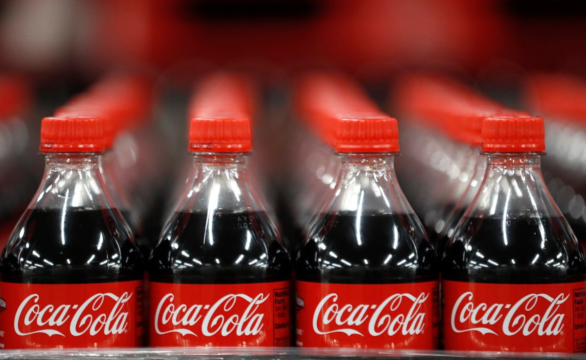 Bottles of Coca-Cola wait to be shipped out at a bottling plant in Salt Lake City, Utah.