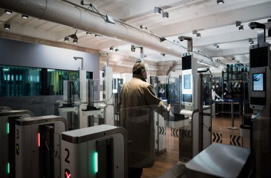 A passenger uses his biometric passport at an automated ePassport gate equipped with a facial recognition system at the British border of the Eurostar at the Gare du Nord in Paris on February 17th, 2017.