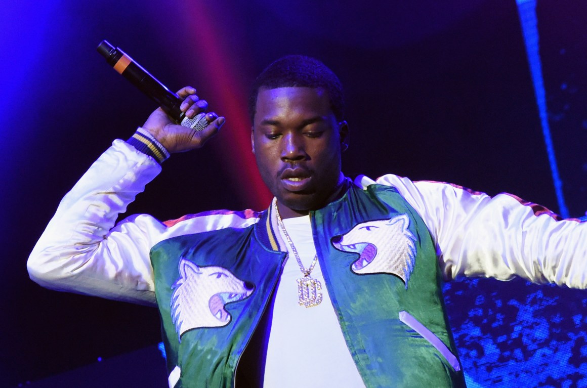 Meek Mill performs during V-103 Live Pop Up Concert at Philips Arena on March 25th, 2017, in Atlanta, Georgia.