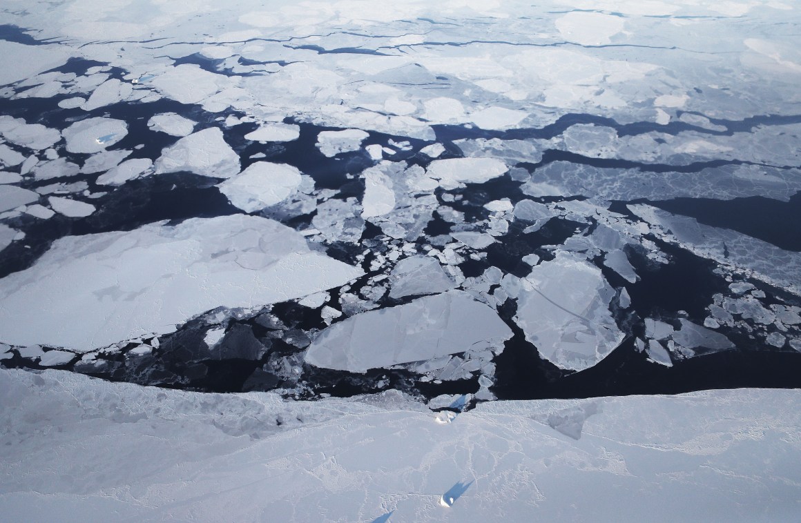 Sea ice on the northwestern coast of Greenland.