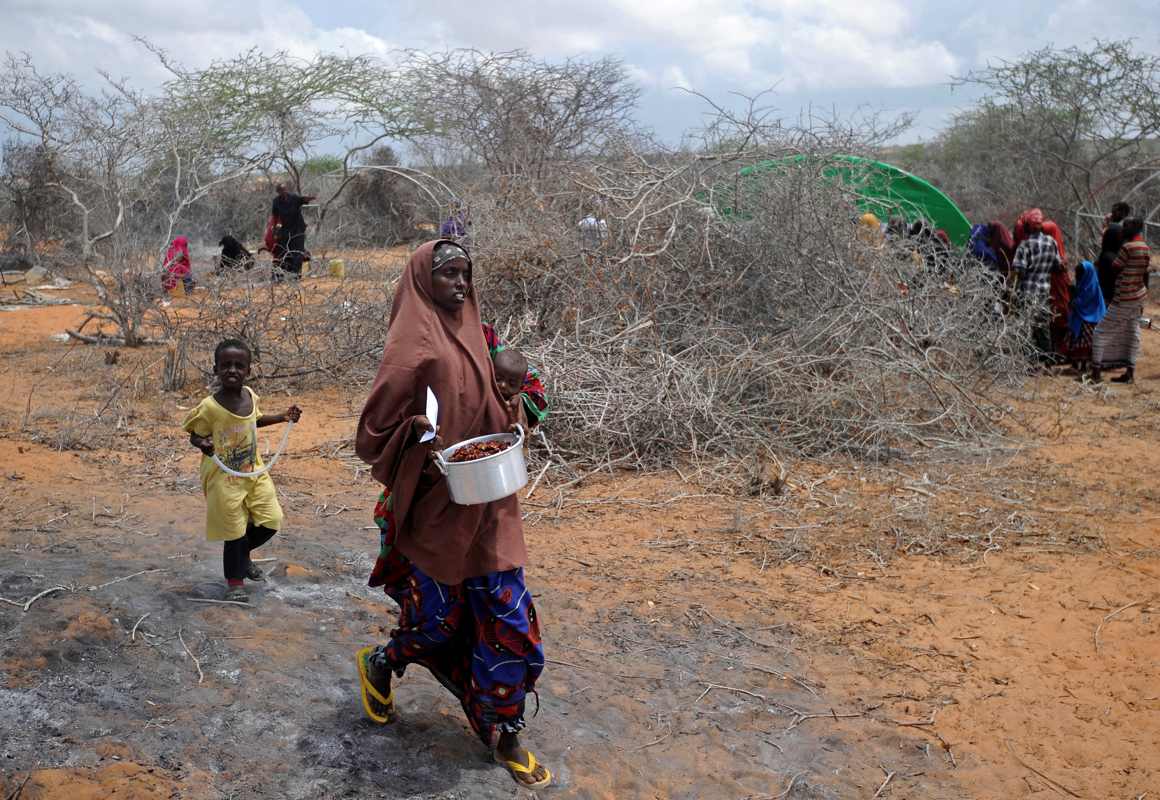 Somali women and children, displaced by drought and famine, outside Mogadishu on April 9th, 2017.