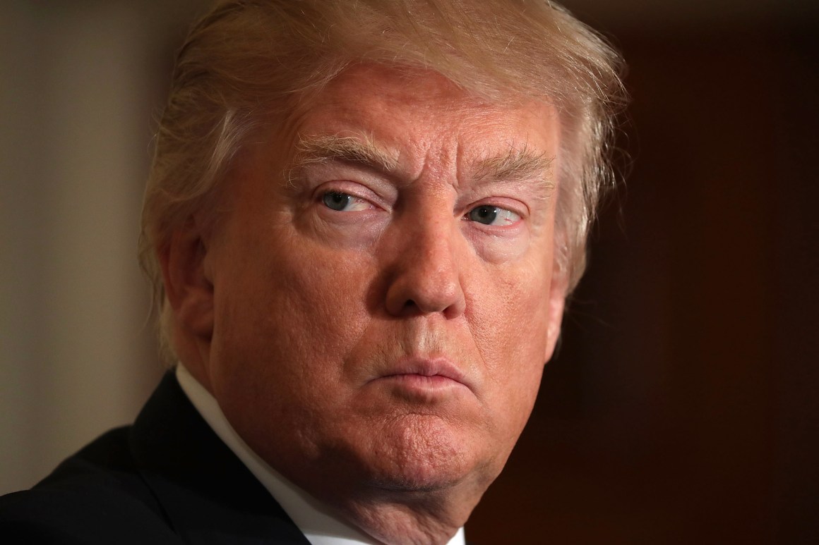 President Donald Trump holds a news conference with NATO Secretary General Jens Stoltenberg in the East Room of the White House on April 12th, 2017, in Washington, D.C.