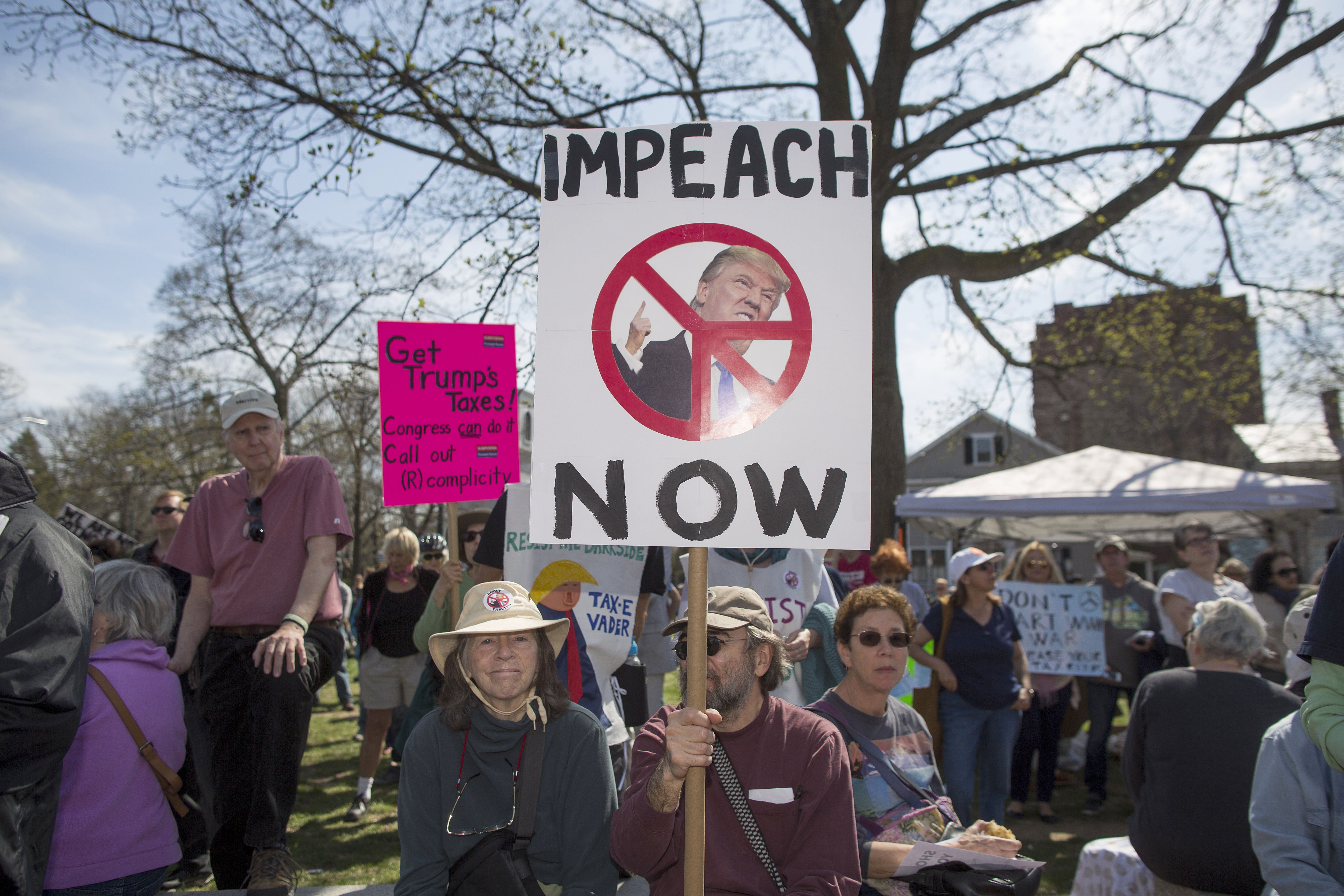 A Tax Day protest in Cambridge, Massachusetts, on April 15th, 2017.