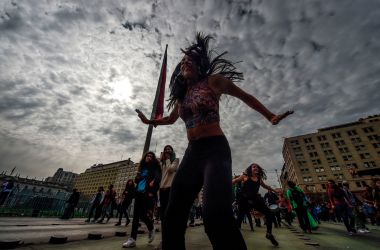 Students dance during a protest against education reform in Santiago on May 9th, 2017.