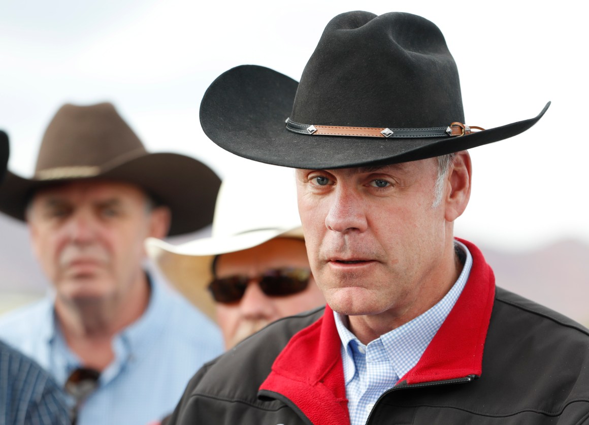 Secretary of the Interior Ryan Zinke talks to reporters on May 10th, 2017, in Kanab, Utah.