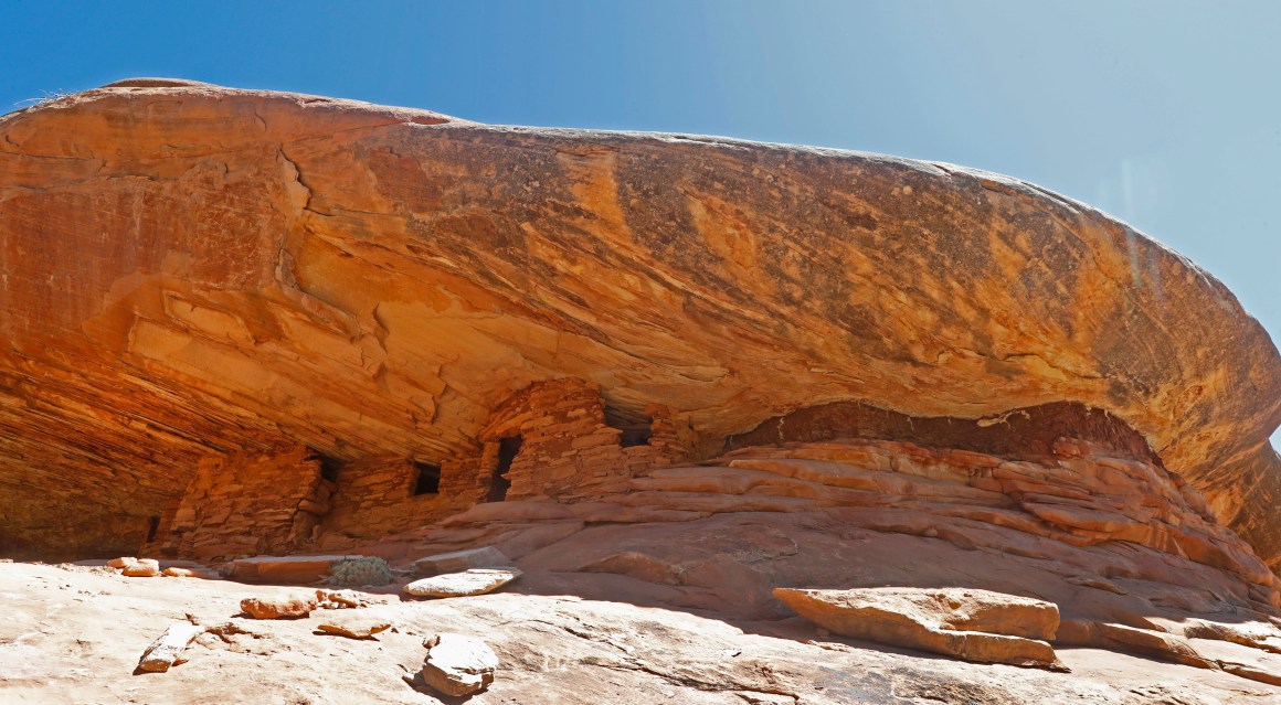 Ancient granaries, part of the House on Fire ruins, are shown here in the South Fork of Mule Canyon in the Bears Ears National Monument on May 12th, 2017, outside Blanding, Utah.