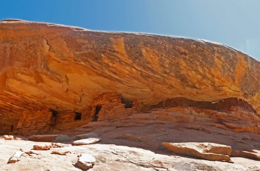 Ancient granaries, part of the House on Fire ruins, are shown here in the South Fork of Mule Canyon in the Bears Ears National Monument on May 12th, 2017, outside Blanding, Utah.