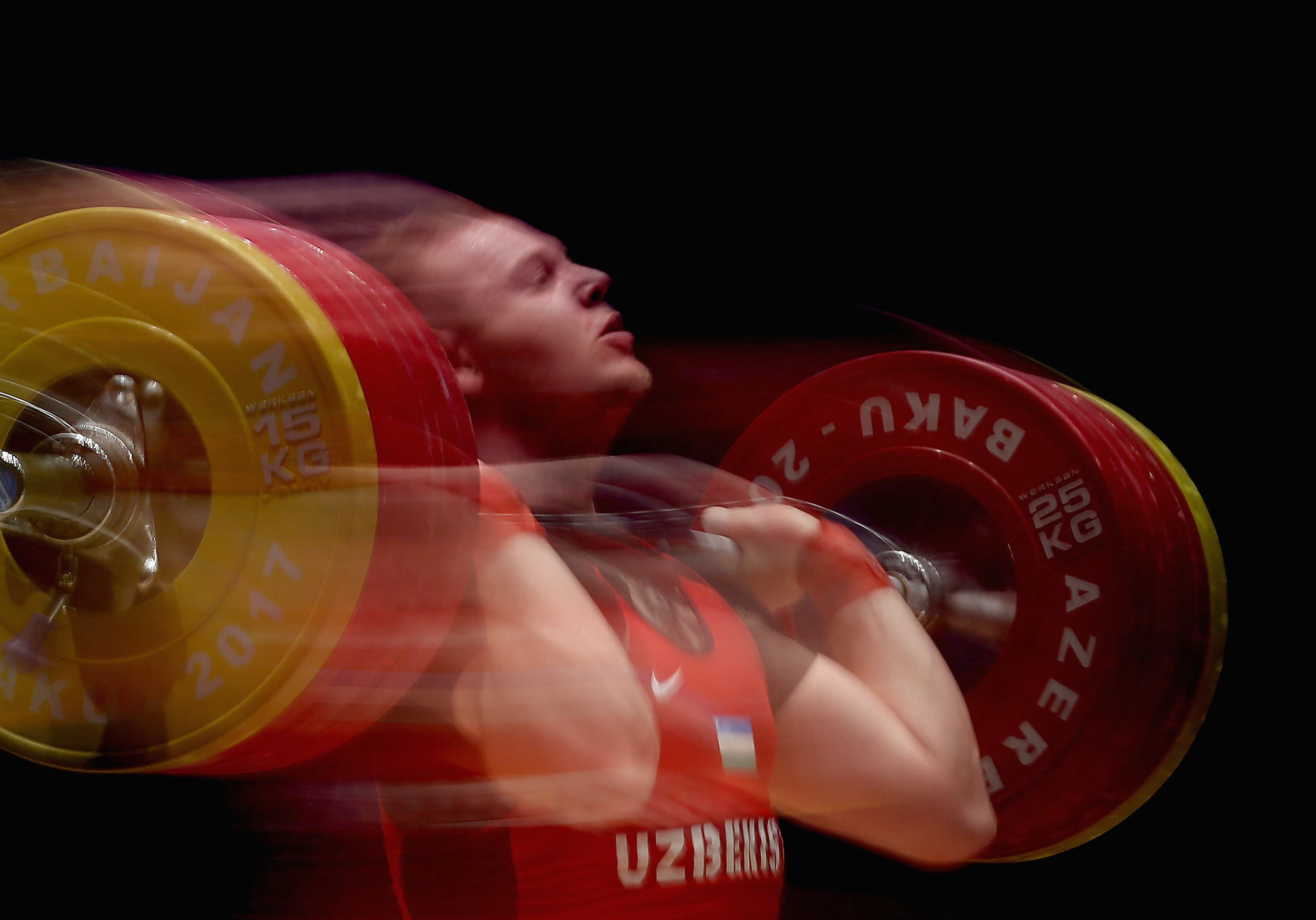 Ivan Efremov of Uzbekistan competes in the Men's Weighlifting 105 kg finals during day three of the Baku 2017 Islamic Solidarity Games on May 17th, 2017, in Baku, Azerbaijan.