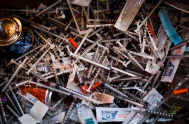 Discarded heroin needles.