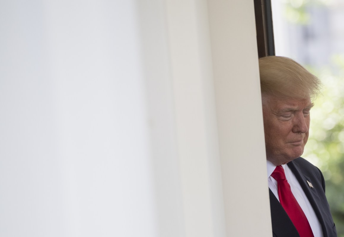 President Donald Trump outside the West Wing of the White House in Washington, D.C, on May 31st, 2017.