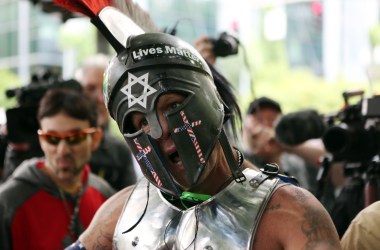 Alt-right demonstrator Kyle "Based Stickman" Chapman at a rally on June 4th, 2017, in Portland, Oregon.