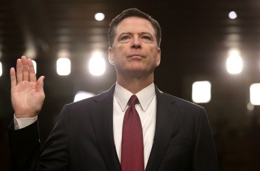 Former FBI Director James Comey is sworn in while testifying before the Senate Intelligence Committee on June 8th, 2017, in Washington, D.C.