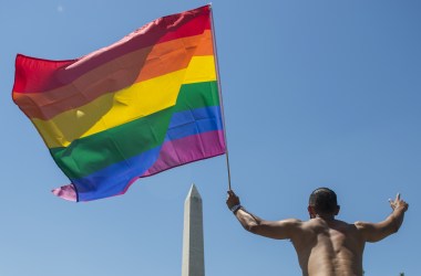 LGBT members and their supporters take part of the Equality March for Unity & Pride parade near the Washington monument in Washington, D.C., on June 11th, 2017.