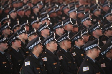 Chicago police officers attend a graduation and promotion ceremony in June of 2017.