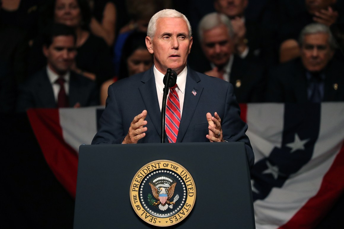 Vice President Mike Pence, seen here speaking in Miami, Florida, on June 16th, 2017.