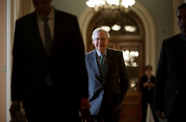 Senate Majority Leader Mitch McConnell arrives at the U.S. Capitol on June 22nd, 2017, in Washington, D.C.