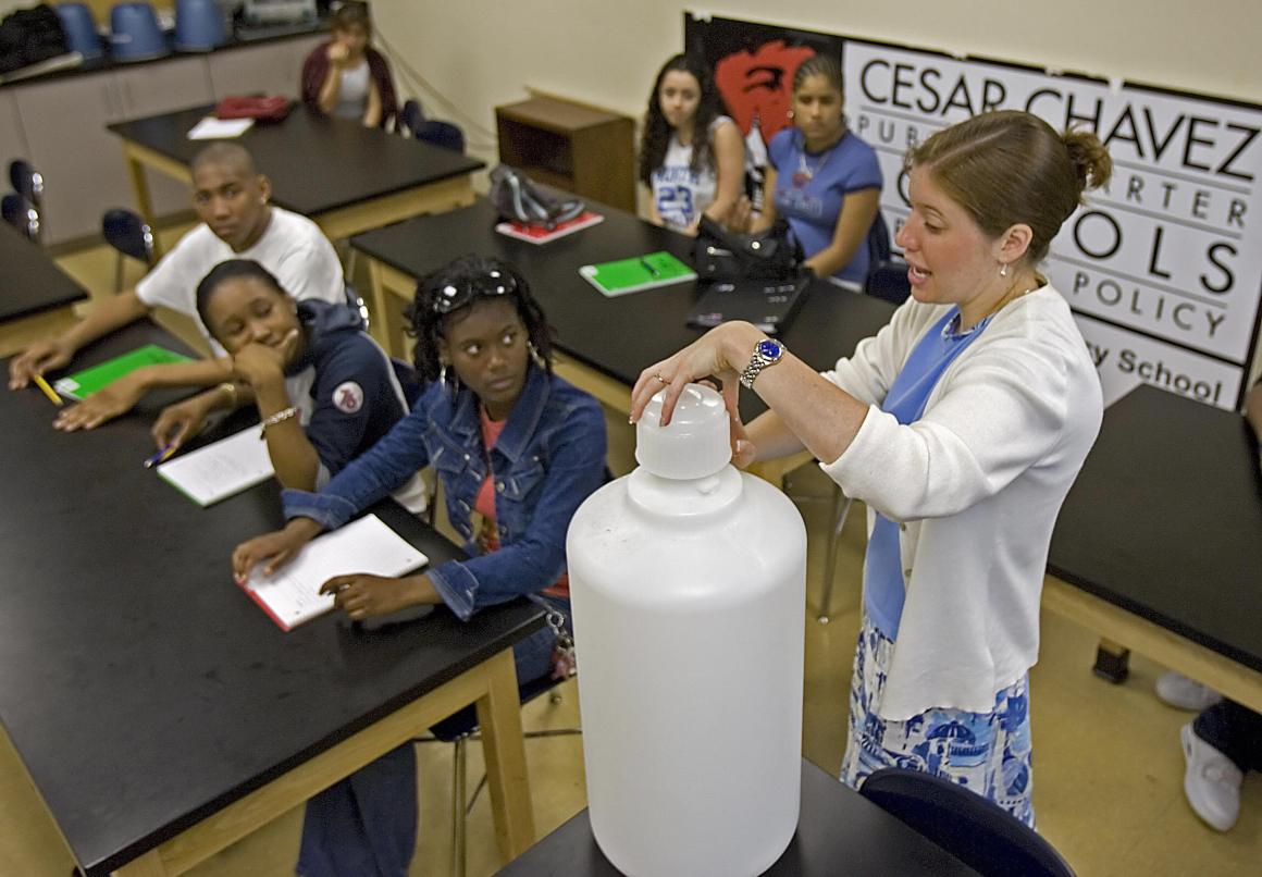 Jennifer Kirmes teaches science class at Cesar Chavez Public Charter School in Washington, D.C.