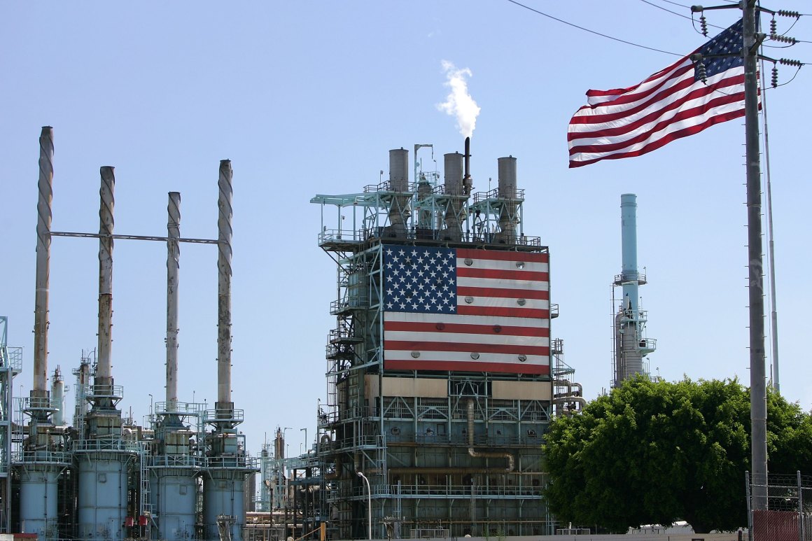 A BP oil refinery in Carson, California.