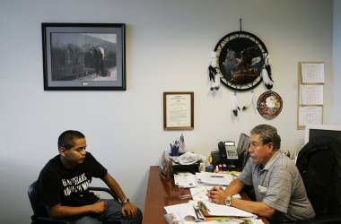 A 24-year-old man talks with his therapist.