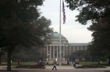 A student walks in front of Dallas Hall on the Southern Methodist University campus January 23, 2007 in Dallas, Texas.