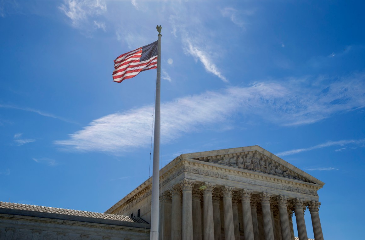 A flag flies outside the U.S. Supreme Court on June 26th, 2017.