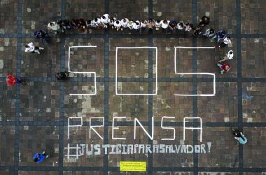 Journalists demonstrate in demand of justice for slain Mexican journalist Salvador Adame Pardo in Morelia, Mexico, on June 28th, 2017.