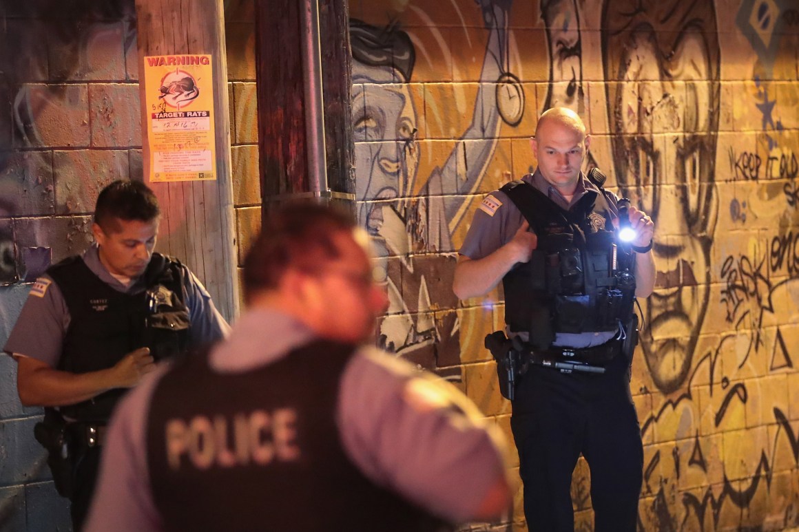 Members of the Chicago Police Department, pictured here in July of 2017.