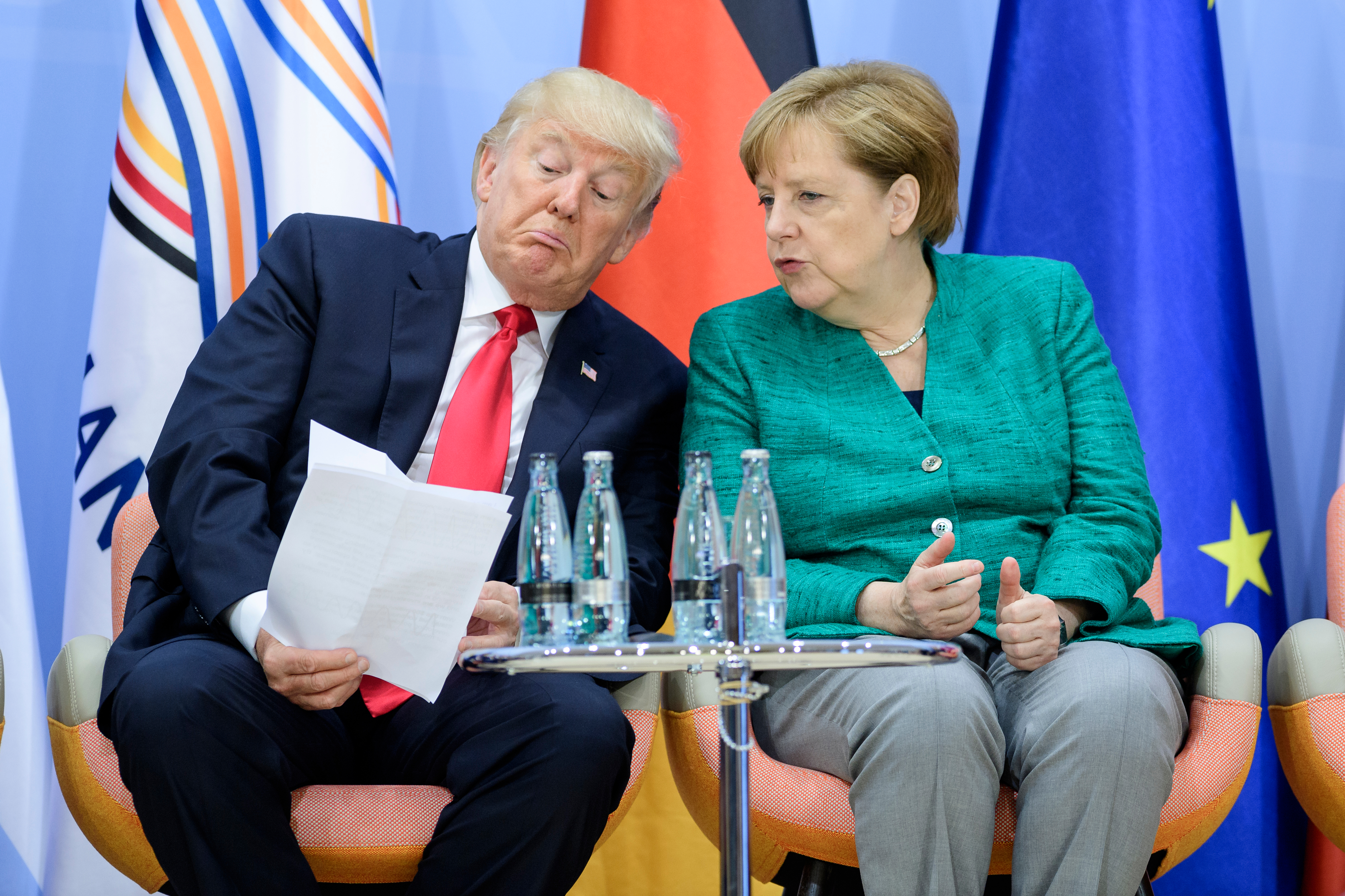 President Donald Trump and German Chancellor Angela Merkel, pictured on the second day of the G20 summit in Hamburg, Germany, on July 8th, 2017.