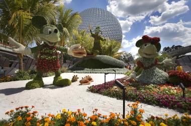 Disney character topiaries are on display at Disney World's Epcot in Orlando, Florida.