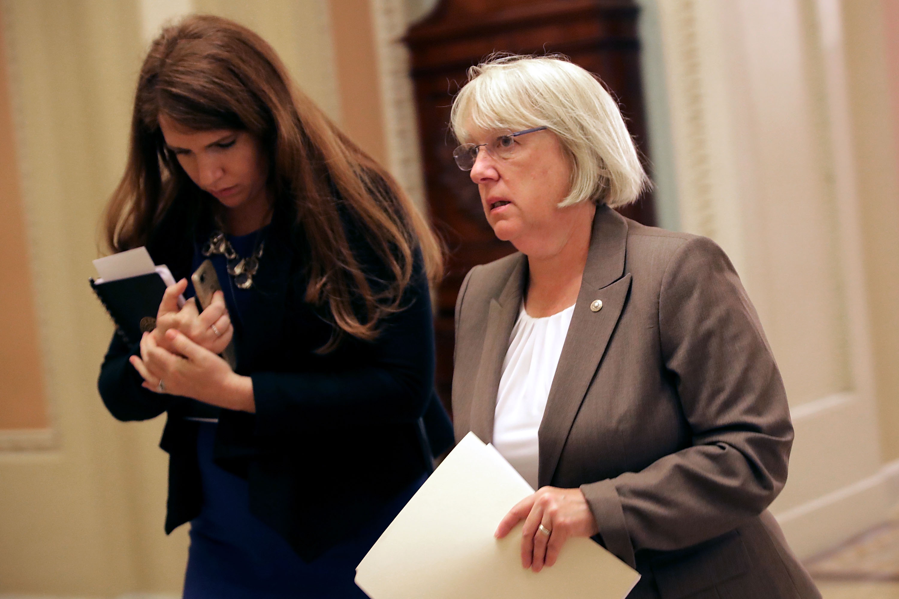 Senator Patty Murray walks to the Senate floor on July 26th, 2017, in Washington, D.C.