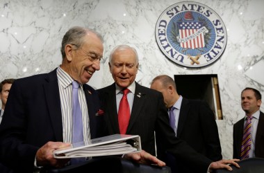 Senate Judiciary Committee Chairman Charles Grassley and Senator Orrin Hatch arrive at the Senate Judiciary Committee Full committee hearing on Capitol Hill in Washington, D.C., on July 26th, 2017.