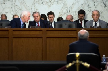 Senators John Cornyn (left), Lindsey Graham, and Chuck Grassley, pictured here in July of 2017.