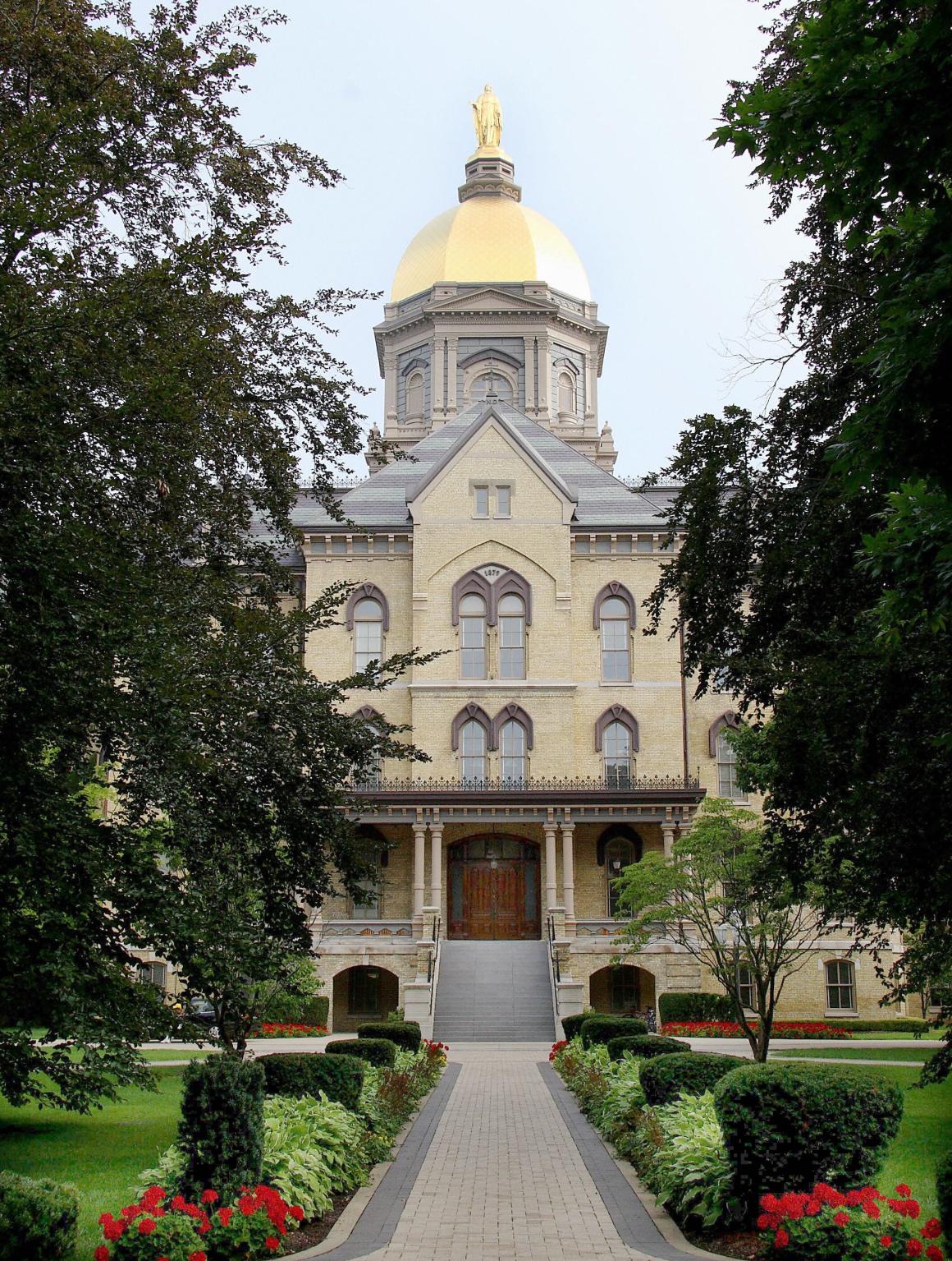 The Golden Dome atop the main building on the campus of the University of Notre Dame in Notre Dame, Indiana.