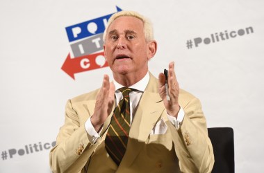 Roger Stone speaks during Politicon on July 29th, 2017, in Pasadena, California.