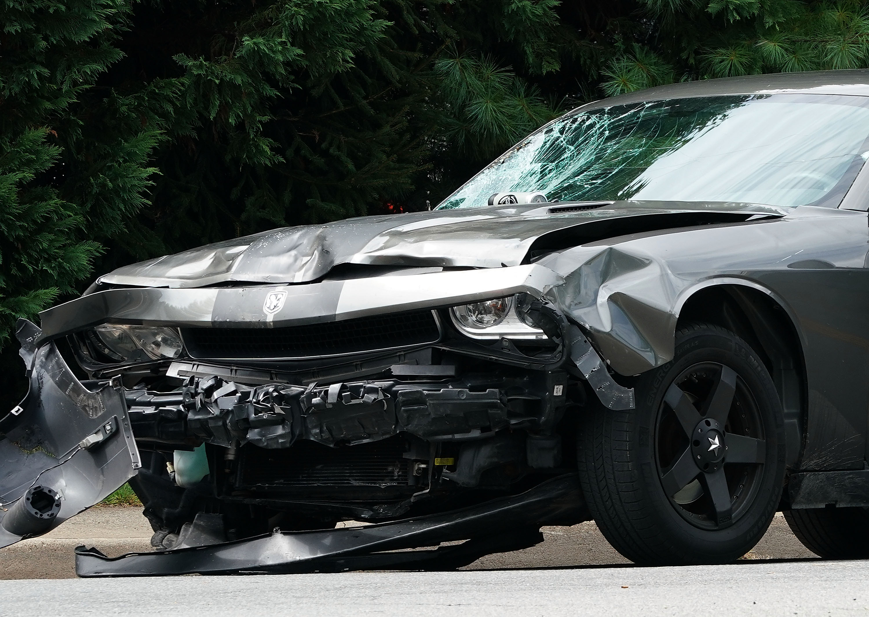 The car that plowed through a crowd of protestors on August 12th, 2017, in Charlottesville, Virginia.