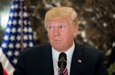 President Donald Trump fields questions from reporters about the Unite the Right rally in Charlottesville, Virginia, during a press conference at Trump Tower on August 15th, 2017, in New York City.