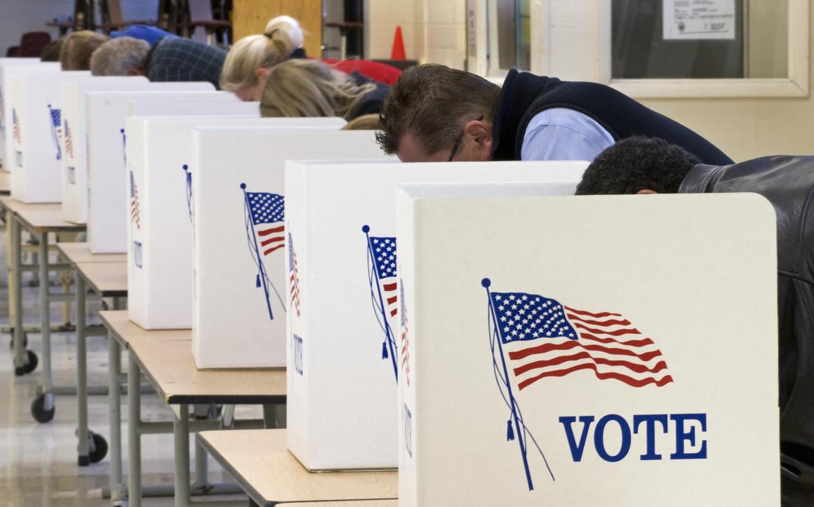 Voters cast their ballots on November 4th, 2008, in Clifton, Virginia.