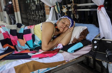 A woman celebrates the World Day of Laziness in Itagui, Colombia, on August 20th, 2017.