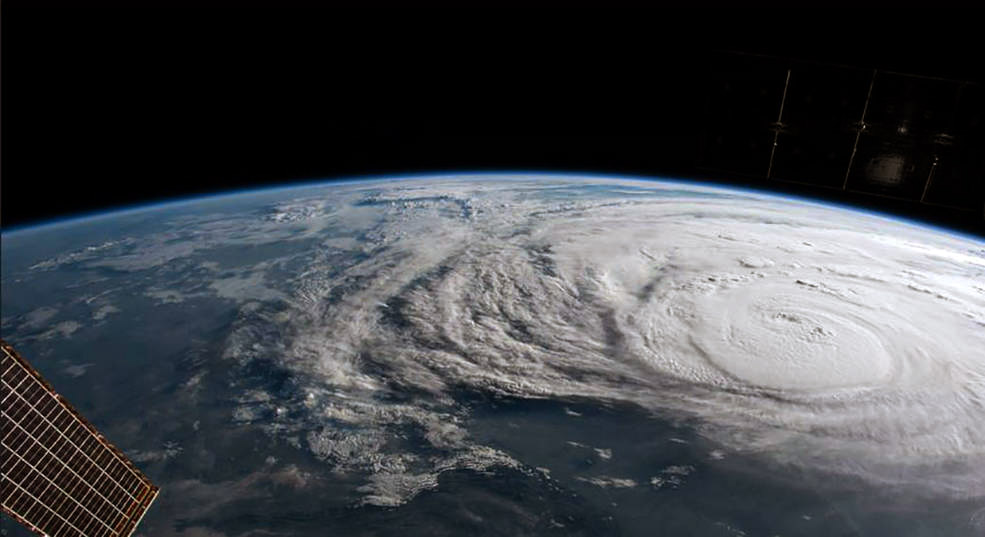 Hurricane Harvey is photographed from the International Space Station as it intensified on its way toward the Texas coast on August 25th, 2017.