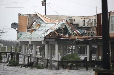 A damaged home is seen after Hurricane Harvey passed through on August 26th, 2017, in Rockport, Texas.