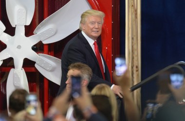 President Donald Trump arrives to give remarks on August 30th, 2017, in Springfield, Missouri.