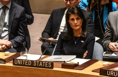 U.N. ambassador Nikki Haley listens to remarks during a Security Council meeting on North Korea on September 4th, 2017, in New York City.